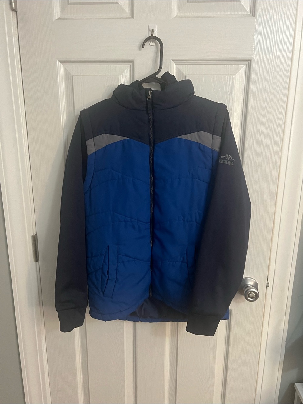 Pacific Trail Blue and Black Puffer Jacket with Gray Accents